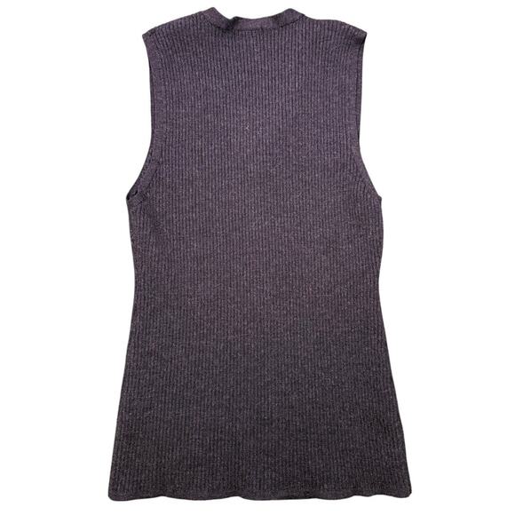 Banana Republic 100% Merino Wool Gray Ribbed Sweater Knit Button Vest -Medium - Picture 2 of 4